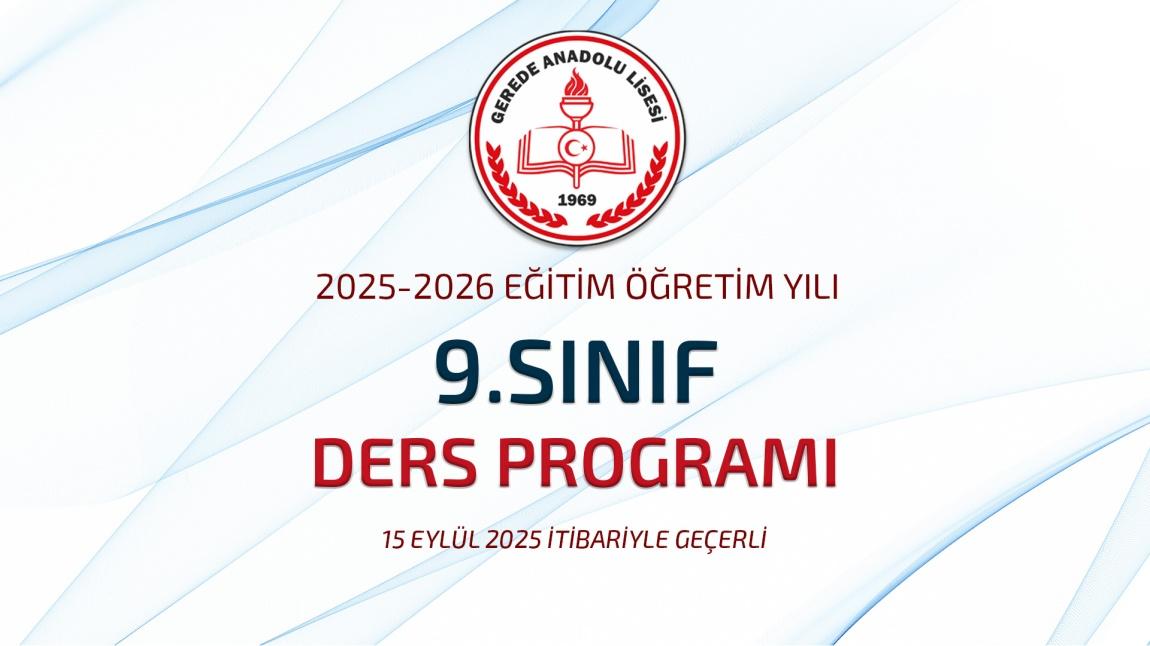 9.Sınıf Ders Programı / 15 Eylül 2025