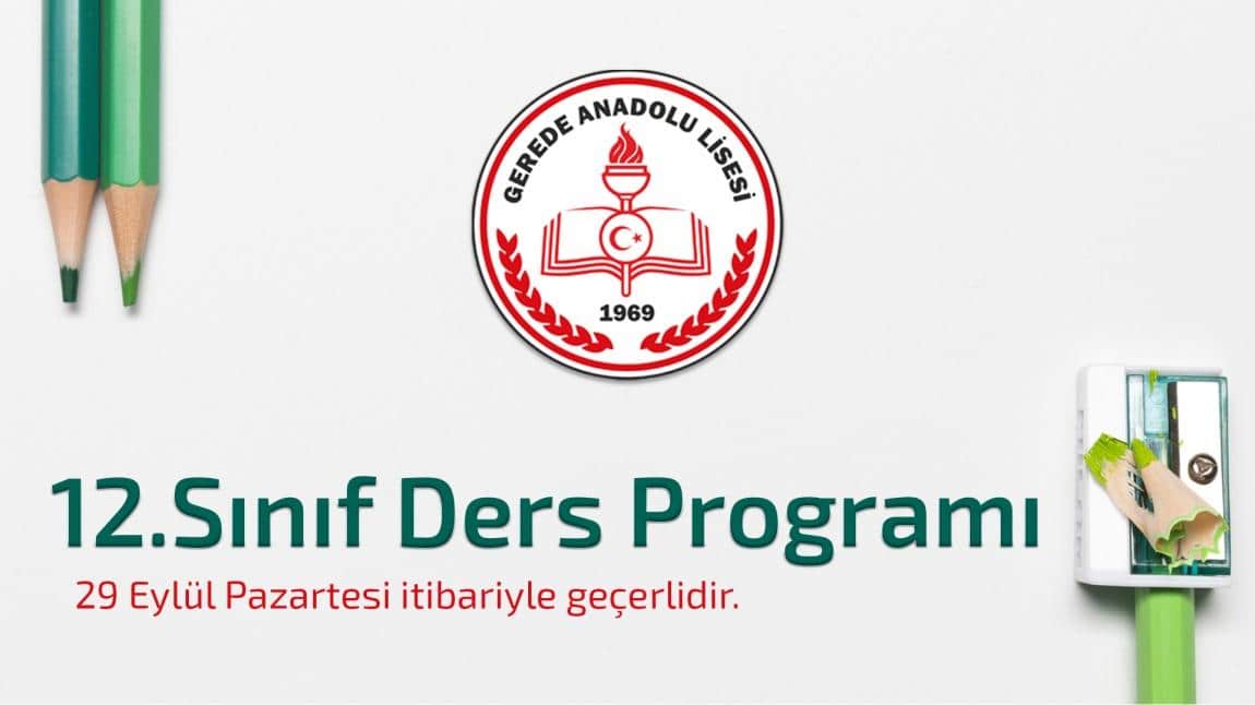 12.Sınıf Ders Programı / 29 Eylül