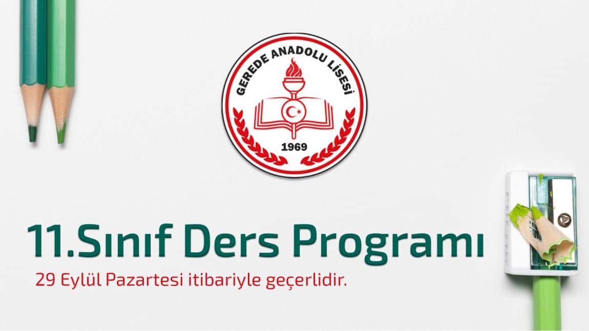 11.Sınıf Ders Programı / 29 Eylül