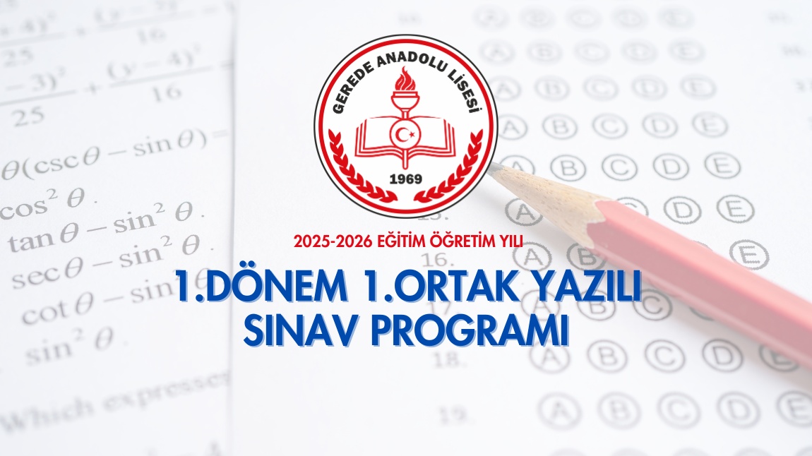 1.Dönem 1.Ortak Sınav Takvimi